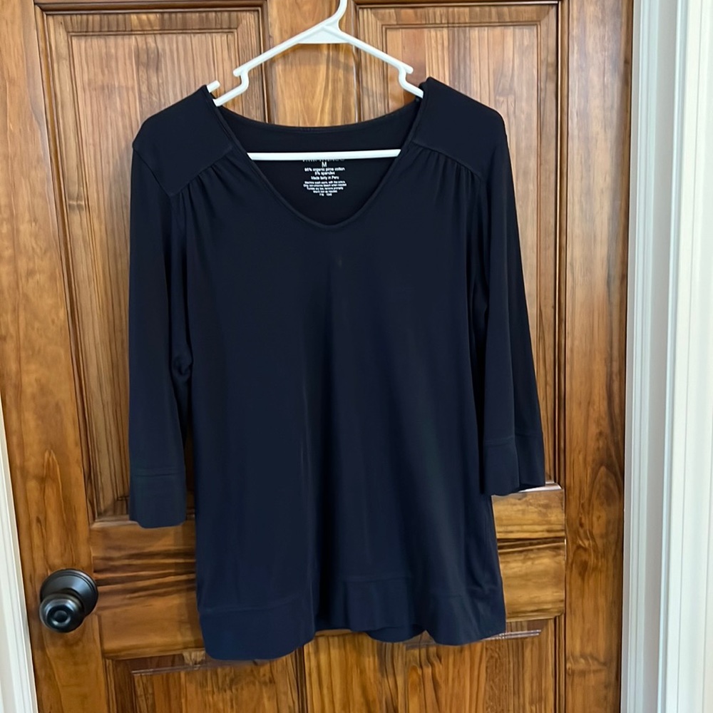 Fair Indigo Organic Cotton blue 3/4 sleeve shirt